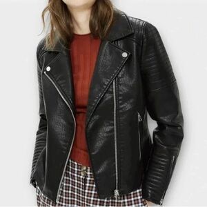 Topshop Faux Leather Jacket in Black